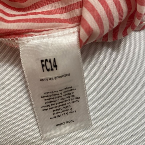 Talbots | Heathered Red & White Striped Hidden Placket Button Down Shirt MP - Picture 12 of 14